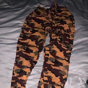 Orange camo jogger pants